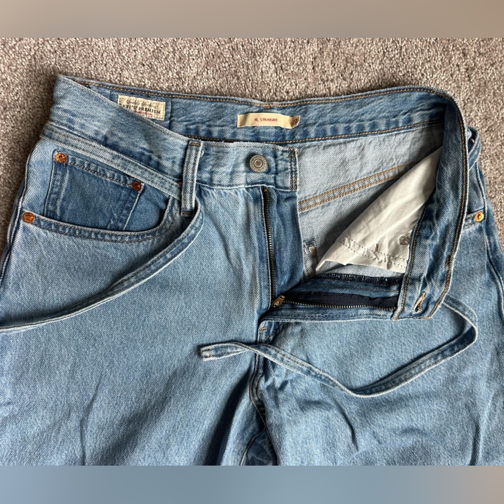 Women’s Levi's premium XL Straight wide leg Jeans 27 x 29 free people zip fly - Picture 10 of 11